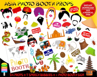 PRINTABLE Asia Photo Booth Props–Southeast Asia Travel Photo Props-Travel Photo Booth Sign-Around The World Props-Travel Props-China Japan