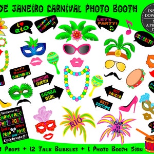 PRINTABLE Rio Carnival Photo Booth Props-Printable Brazil Carnival Photo Props-Rio Props-Brazil Props-Travel Photo Props-Instant Download