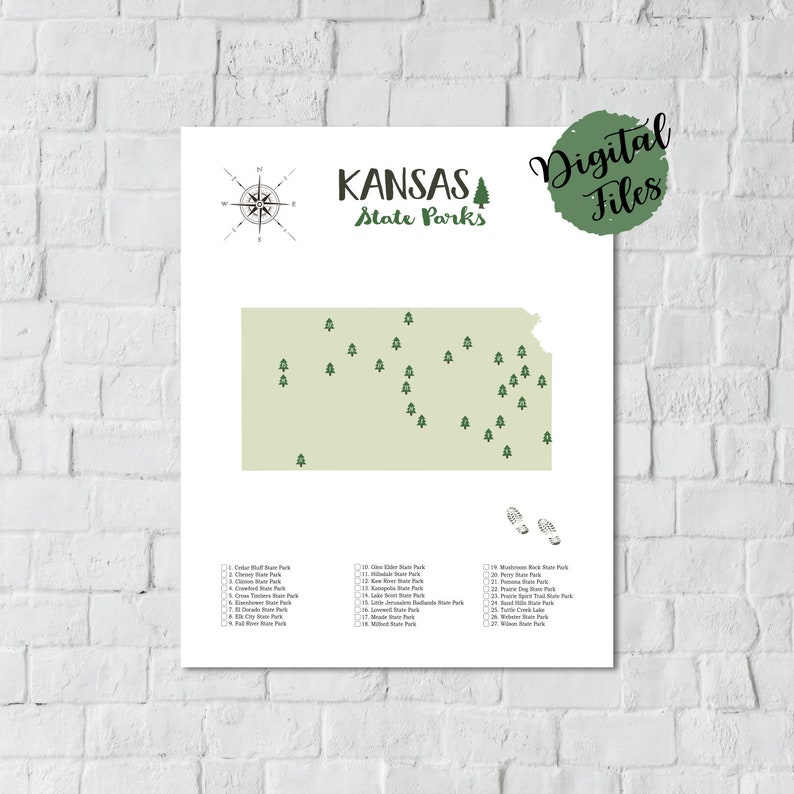 PRINTABLE Kansas State Parks Map-State Parks Of Kansas  Etsy