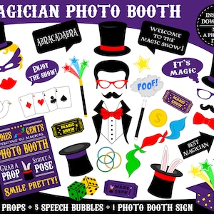 PRINTABLE Magician Photo Booth Props-Wizard Photo Props-Wizard Party Props-Magician Props-Magic Props-Magic Party Props-Instant Download