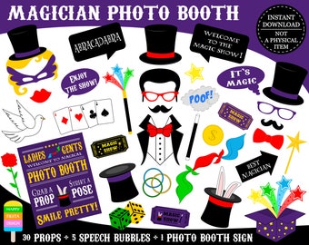 PRINTABLE Magician Photo Booth Props-Wizard Photo Props-Wizard Party Props-Magician Props-Magic Props-Magic Party Props-Instant Download