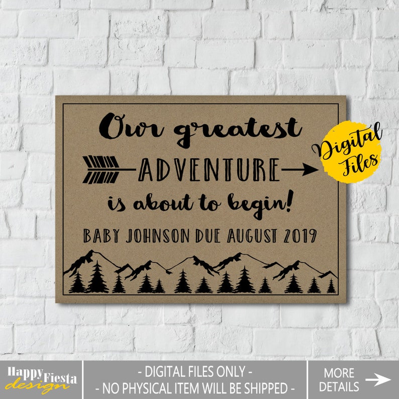 PRINTABLE Pregnancy Announcement Card\u2013Printable Baby Announcement Card\u2013Pregnancy Reveal Card-Baby Reveal-Our Greatest Adventure-PA21