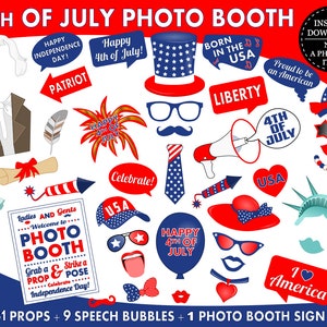 PRINTABLE 4th Of July Photo Booth Props-Independence Day Props-Printable American Photo Booth Props-USA Photo Props-Instant Download image 1