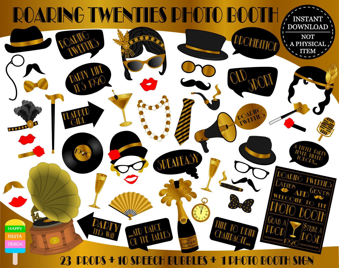 PRINTABLE Roaring Twenties Photo Booth Props1920 Props roaring Twenties Props 1920 Photo Props jazz Props music Props instant Download Etsy UK