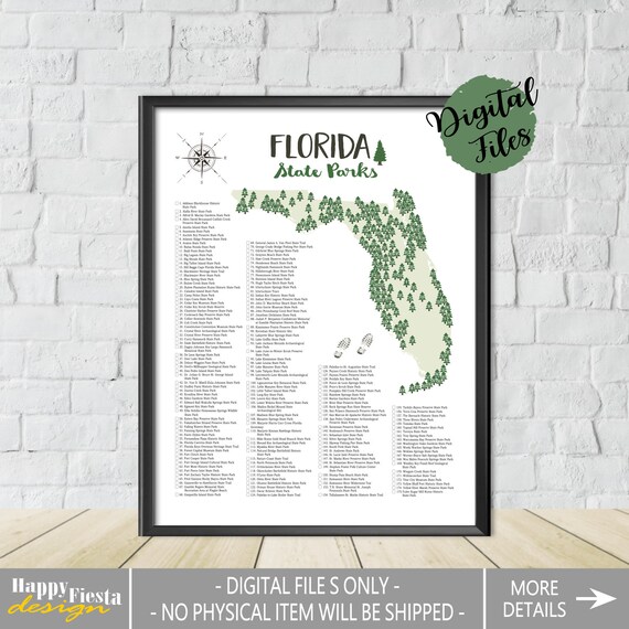 Printable Florida State Parks Map State Parks Of Florida Etsy
