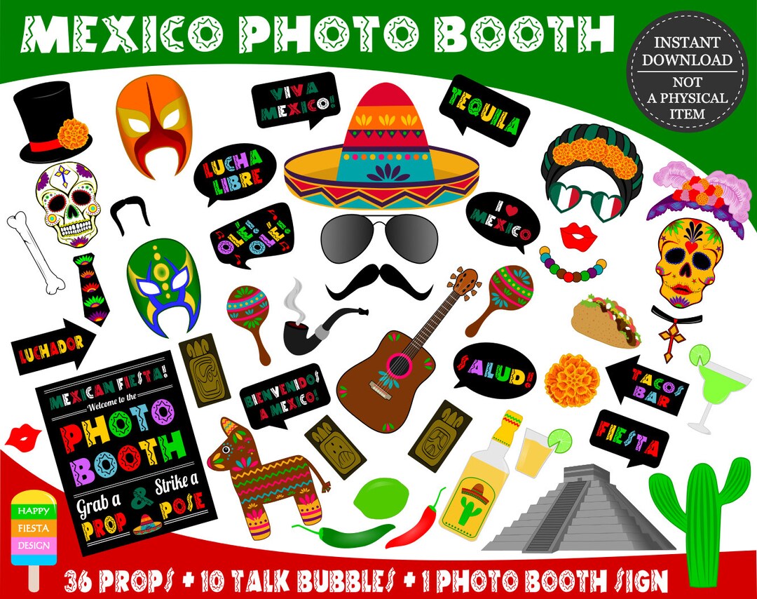 PRINTABLE Mexico Photo Booth Props-printable Fiesta Props-cinco De Mayo ...