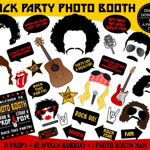 PRINTABLE Rock Photo Booth PropsRock Photo Props-Rock Star Props-Rock Party Props-Music Photo Props-Rock Props-Rock Sign-Instant Download image 1