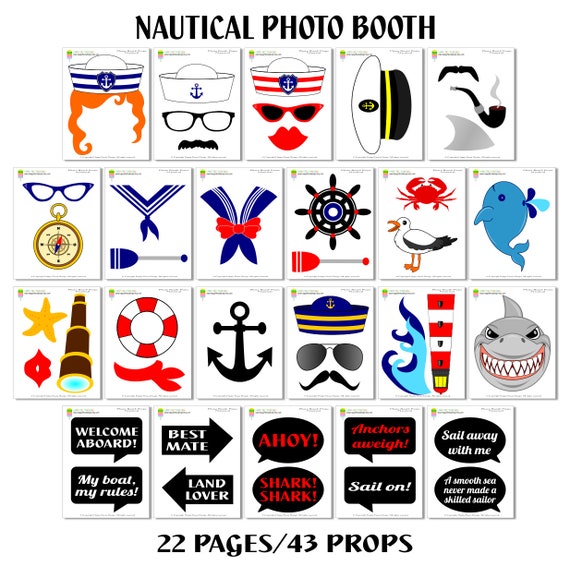 PRINTABLE Sailor Photo Booth Propsnautical Photo Props sailor
