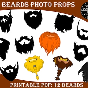 PRINTABLE Beard Photo Booth Props-Printable Beards Props-Beard Photo Props-Pirate, Viking, Lumberjack Beards-Movember Props-Instant Download