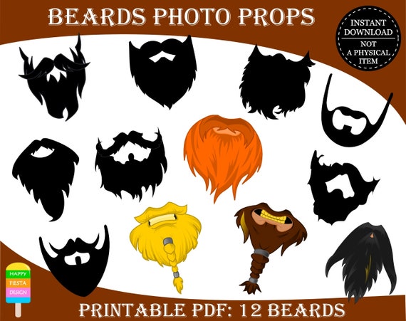PRINTABLE Beard Photo Booth Props-printable Beards Props-beard