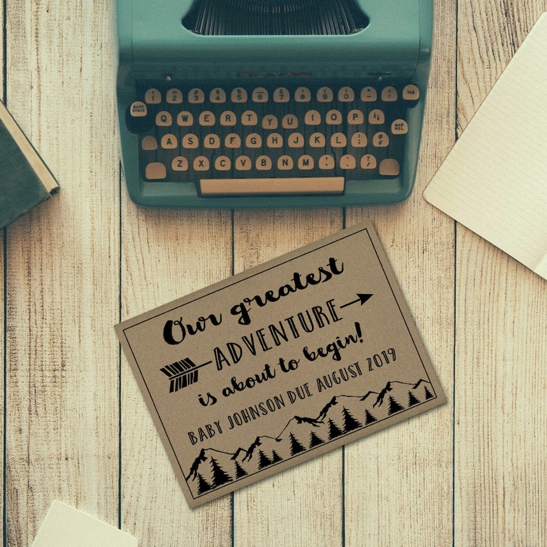 PRINTABLE Pregnancy Announcement Card\u2013Printable Baby Announcement Card\u2013Pregnancy Reveal Card-Baby Reveal-Our Greatest Adventure-PA21