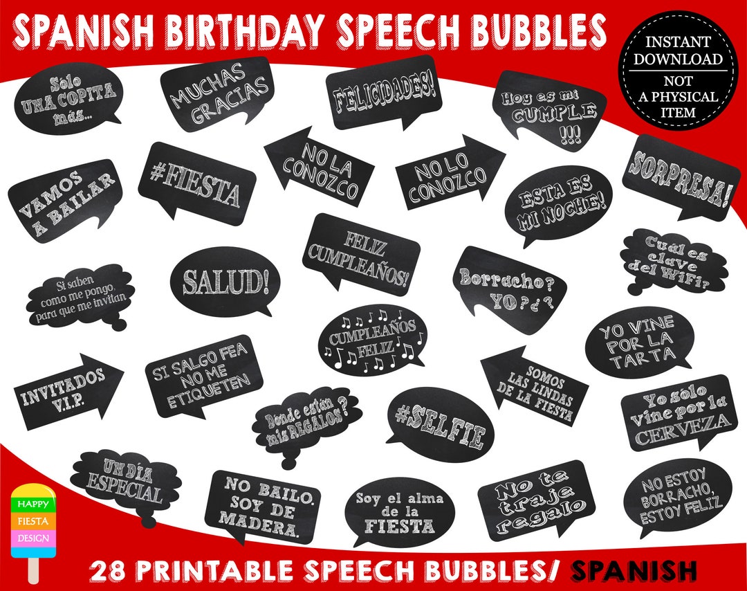 PRINTABLE Birthday Photo Booth Propsbirthday Propsspanish Propsspanish Birthday Photo Props