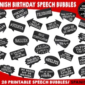 PRINTABLE Birthday Photo Booth Props-Birthday Props-Spanish Props-Spanish Birthday Photo Props-Spanish Speech Bubbles-Birthday Photo Props