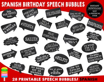 PRINTABLE Birthday Photo Booth Props-Birthday Props-Spanish Props-Spanish Birthday Photo Props-Spanish Speech Bubbles-Birthday Photo Props