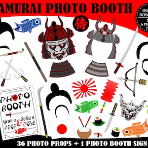 PRINTABLE Samurai Photo Booth Props-Samurai Props-Japanese Warrior Props-Japan Photo Booth Props-Japan Party-Travel Props-Instant Download image 1