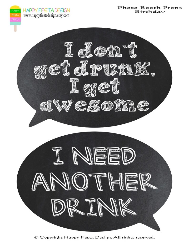 PRINTABLE Birthday Photo Booth Propsbirthday Party Etsy