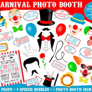 PRINTABLE Carnival Photo Booth Props-Printable Circus Photo Props-Carnival Photo Props-Circus Party Props-Carnival Props-Instant Download