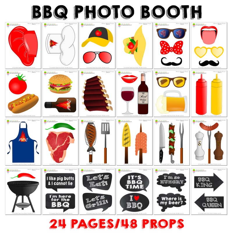 PRINTABLE BBQ Photo Booth Props-BBQ Party Props-Bbq Photo | Etsy
