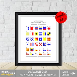International Maritime Signal Flags Poster-Nautical Alphabet-Nautical Flags Alphabet Print-Gift For Sailor-Sailing Alphabet-PRINTABLE Poster