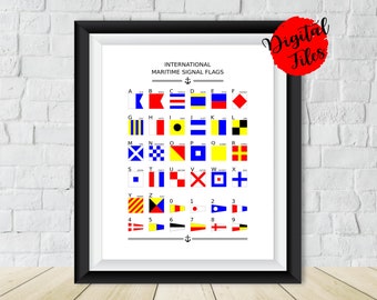 International Maritime Signal Flags Poster-Nautical Alphabet-Nautical Flags Alphabet Print-Gift For Sailor-Sailing Alphabet-PRINTABLE Poster