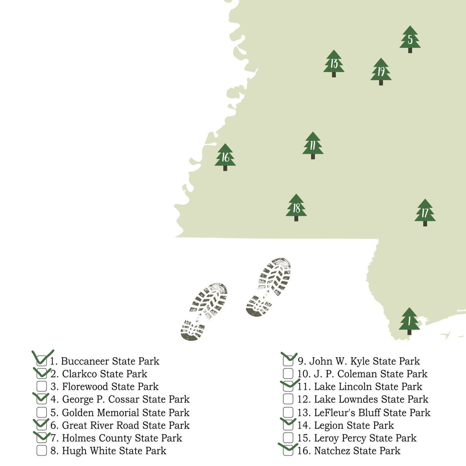PRINTABLE Mississippi State Parks MapState Parks Of Etsy