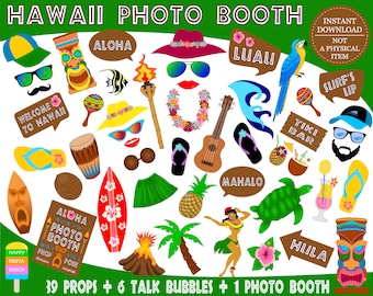 Hawaiian Photo Booth Props: Printable PDF. Luau Photo Booth - Etsy Hong ...