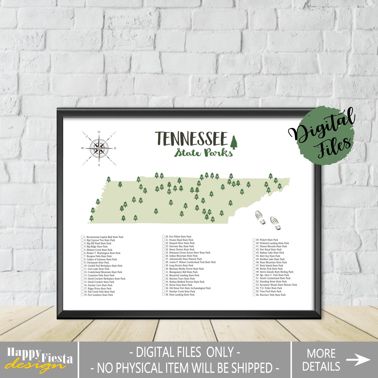 PRINTABLE Tennessee State Parks Map-State Parks Of Tennessee | Etsy