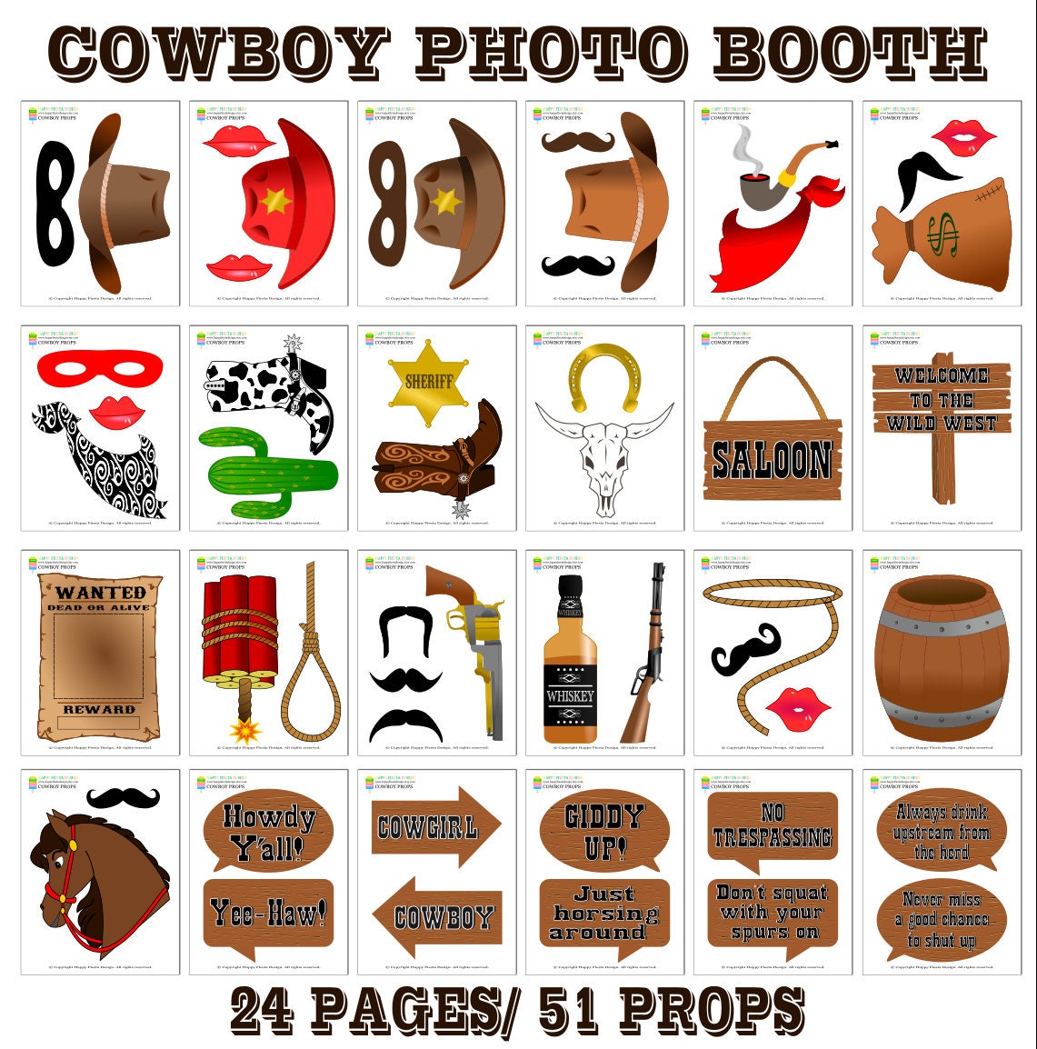 Cowboy Photo Booth Props Free Printables Cowboy Photo Booth Props Free Printables