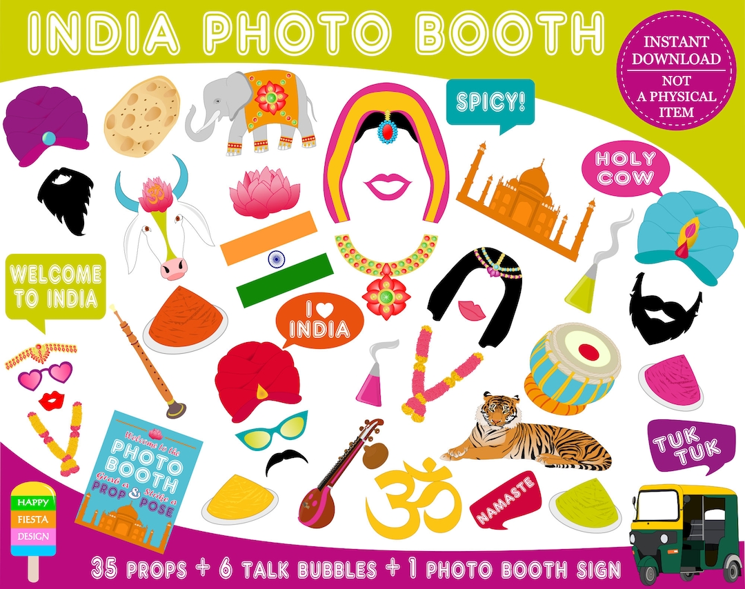 PRINTABLE India Photo Booth Propsbollywood Props-india Party Props