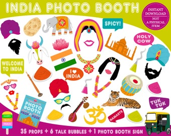 PRINTABLE India Photo Booth Props–Bollywood Props-India Party Props-Indian Wedding Props-Bollywood Party Props-Travel Props-Instant Download