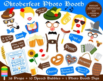 PRINTABLE Oktoberfest Photo Booth Props–Beer Photo Props-Printable Beer Props-German Party Props-Germany Photo Props-Instant Download