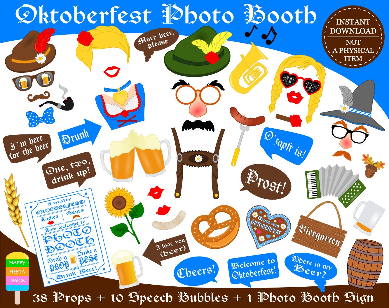 PRINTABLE Oktoberfest Photo Booth PropsBeer Photo | Etsy