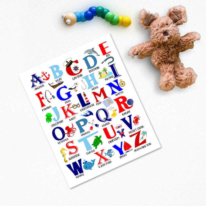 Nautical Alphabet Posterprintable Alphabetnautical ABC Etsy