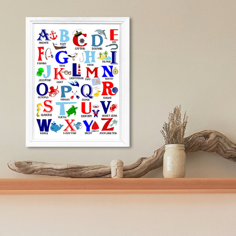 Nautical Alphabet Posterprintable Alphabetnautical ABC Etsy