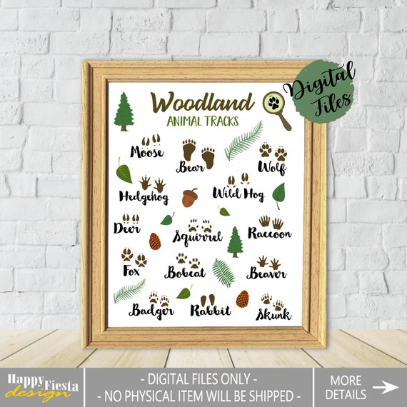 Printable Animal Tracks Poster-Woodland Animals Print-Outdoor Adventure Print-Animal Tracks Print-Kids Room Decor Nursery-Forest Animals Il_570xn
