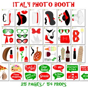 PRINTABLE Italy Photo Booth PropsItaly Travel Props-Italian Party Props-Italian Props-Italy Photo Props-Photo Booth Sign-Instant Download image 2