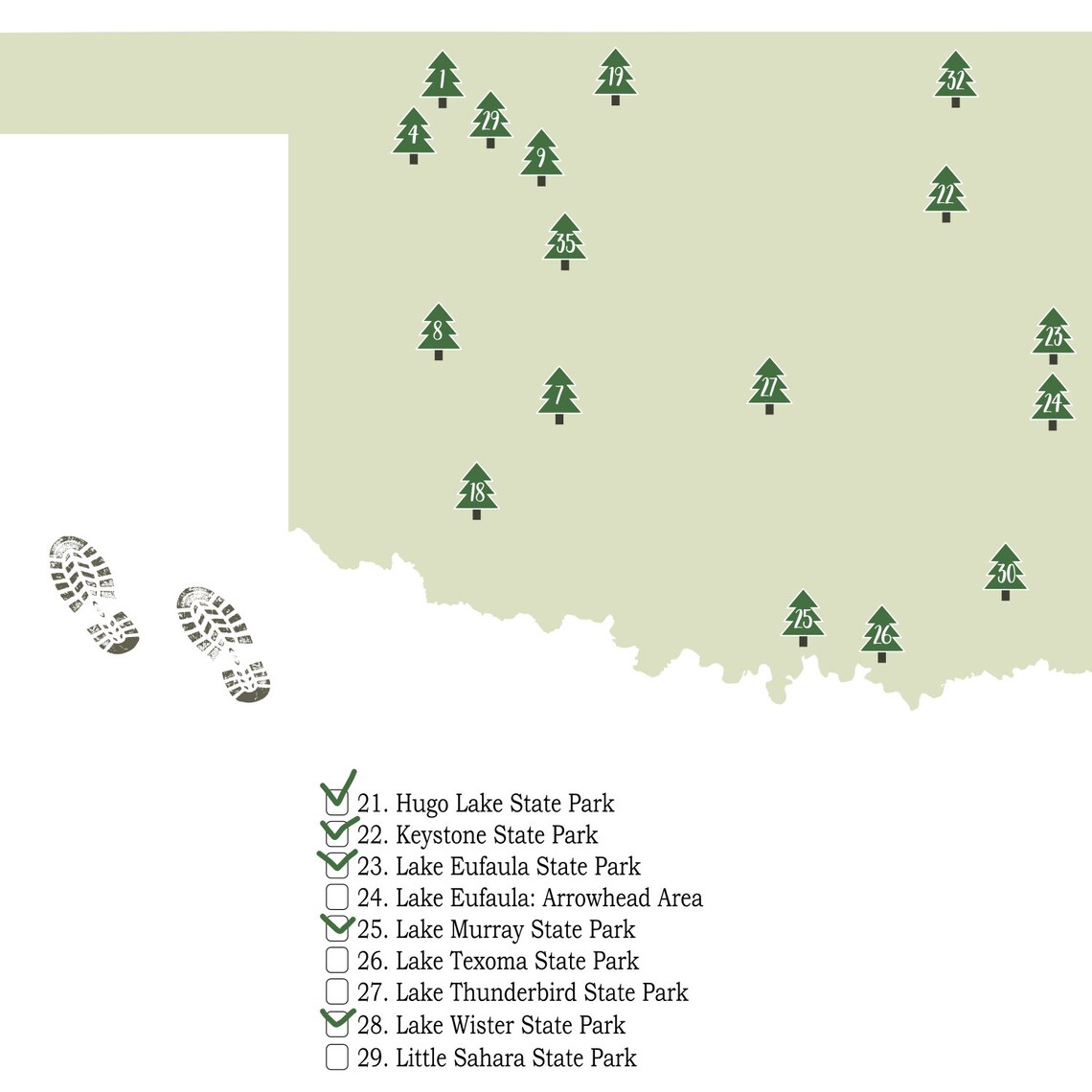 PRINTABLE Oklahoma State Parks MapState Parks Of Oklahoma Etsy