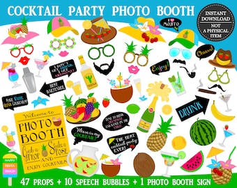 PRINTABLE Cocktail Party Photo Booth Props-Drink Props-Cocktail Props-Tropical Props-Summer Photo Props-Printable Props-Instant Download