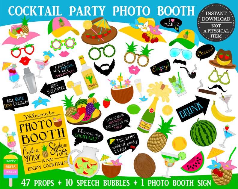 PRINTABLE Cocktail Party Photo Booth Propsdrink Etsy
