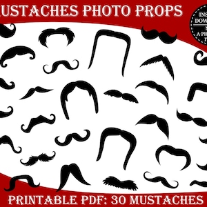PRINTABLE Photo Booth Props-Printable Mustaches Props-Mustaches Photo Props-Little Man Props-Mustache Bash-Generic Props-Instant Download image 1