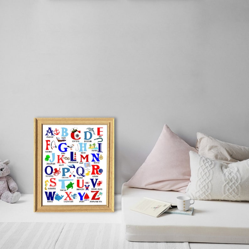 Nautical Alphabet Posterprintable Alphabetnautical ABC Etsy