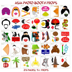 PRINTABLE Asia Photo Booth PropsSoutheast Asia Travel Photo Props-Travel Photo Booth Sign-Around The World Props-Travel Props-China Japan image 2