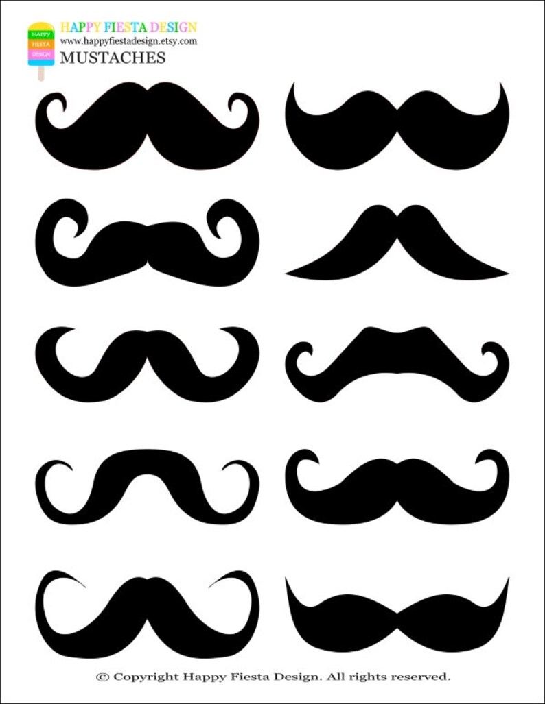 PRINTABLE Photo Booth Props-Printable Mustaches Props-Mustaches Photo Props-Little Man Props-Mustache Bash-Generic Props-Instant Download image 3