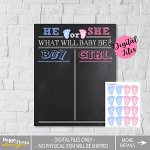 PRINTABLE Baby Gender Voting Chalkboard-baby Shower Game-baby Gender ...