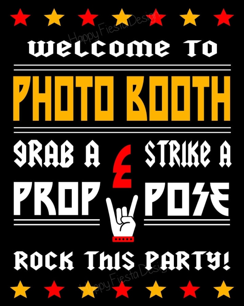 PRINTABLE Rock Photo Booth PropsRock Photo Props-Rock Star Props-Rock Party Props-Music Photo Props-Rock Props-Rock Sign-Instant Download image 3