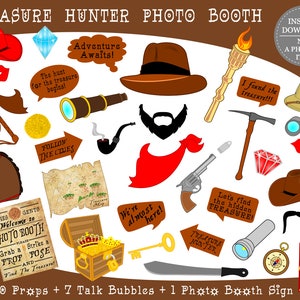 PRINTABLE Treasure Hunter Photo Booth Props-PRINTABLE Adventurer Photo Props-Explorer Photo Props-Treasure Hunter Props-Instant Download