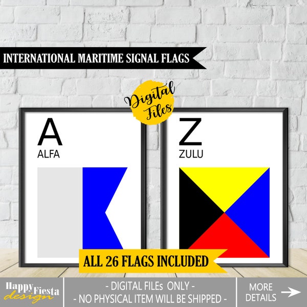 PRINTABLE International Maritime Signal Flags-Letters A-Z-Maritime Alphabet-Maritime Flags-Nautical Letters-Nautical Flags-Gift For Sailor