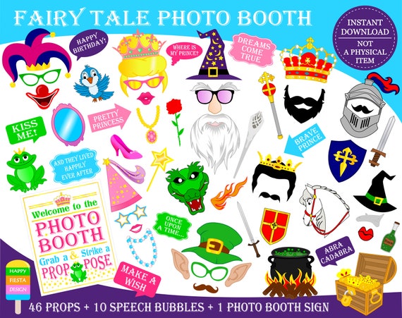 PRINTABLE Fairy Tale Photo Booth Props–Fairy Tale Photo Props-Printable Prince Props-King Props-Wizard Props-Princess Props-Instant Download Il_570xn