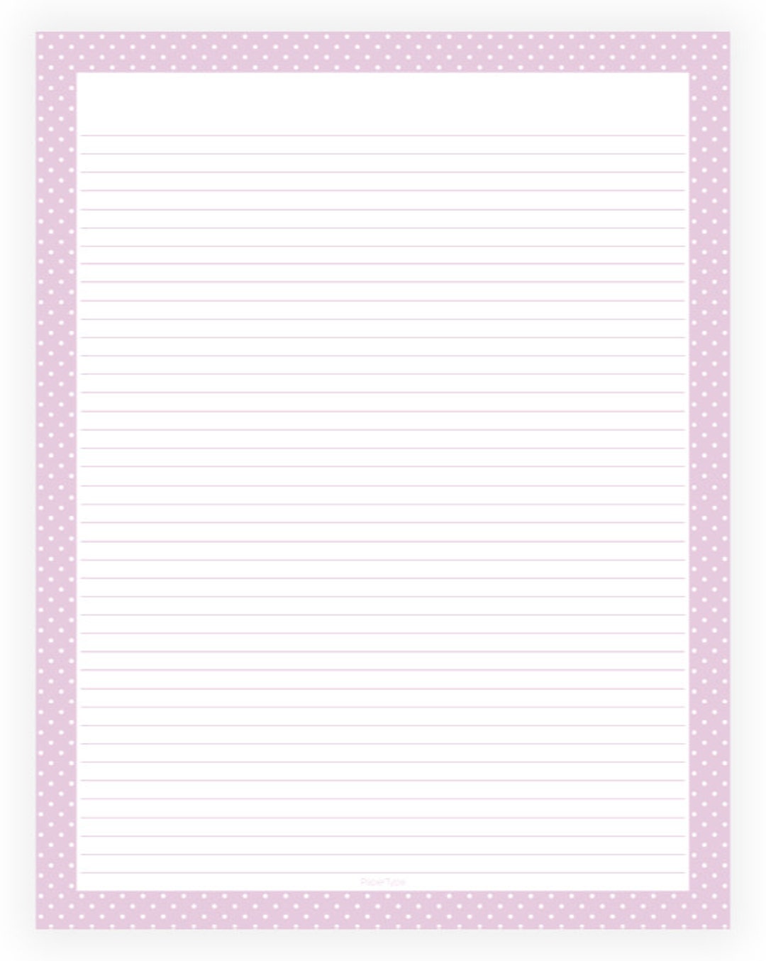 Editable Lined Paper Light Purple and White Polka Dot Border Instant