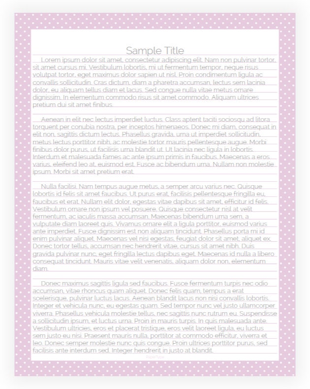 Editable Lined Paper Light Purple and White Polka Dot Border Instant